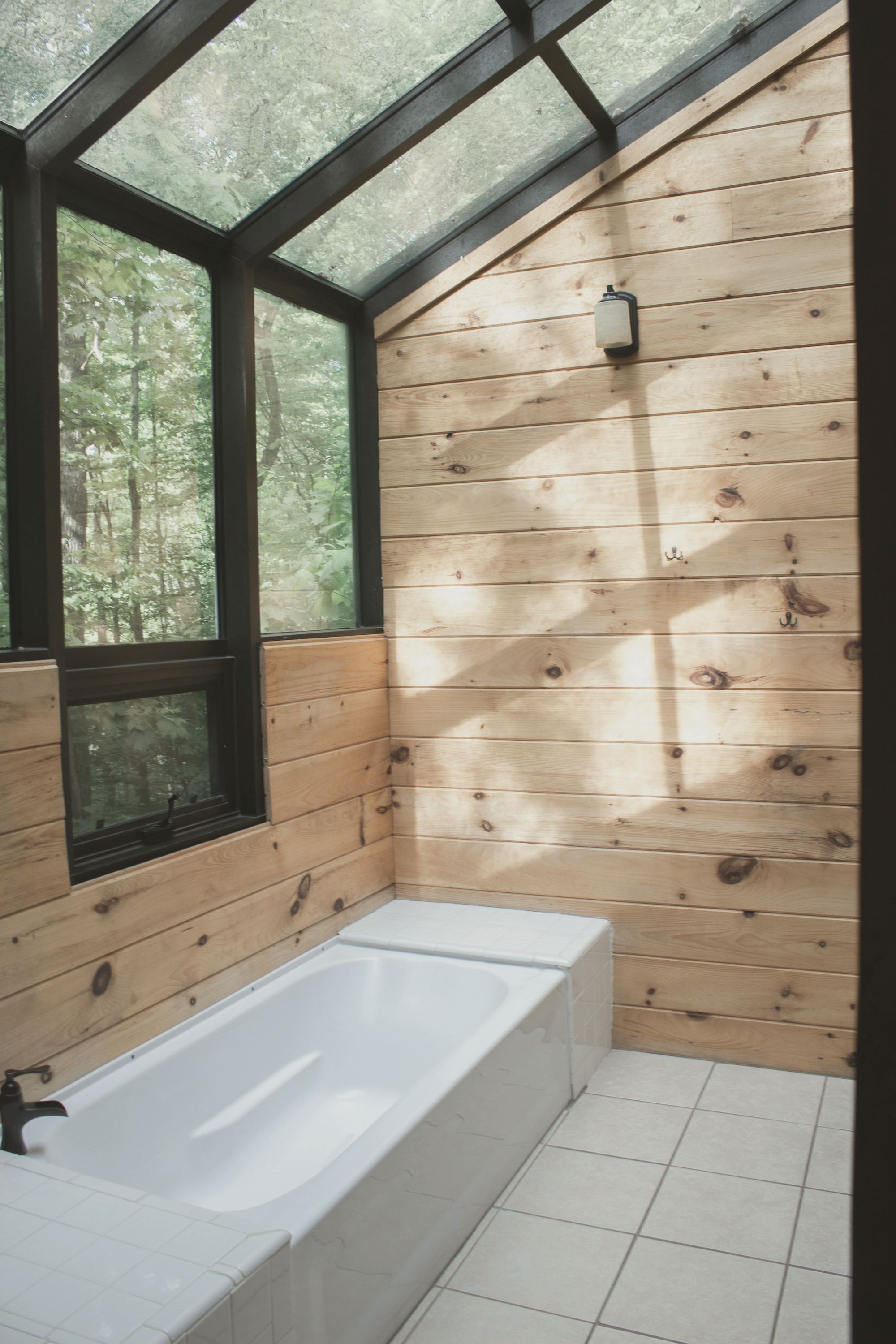 A bath with a view of the bush